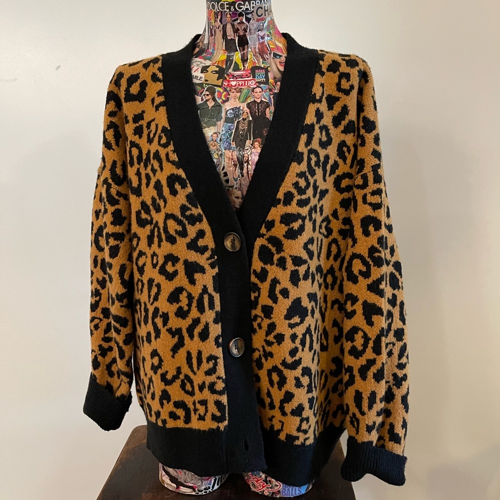 POL Leopard Cardigan Sweater NWOT